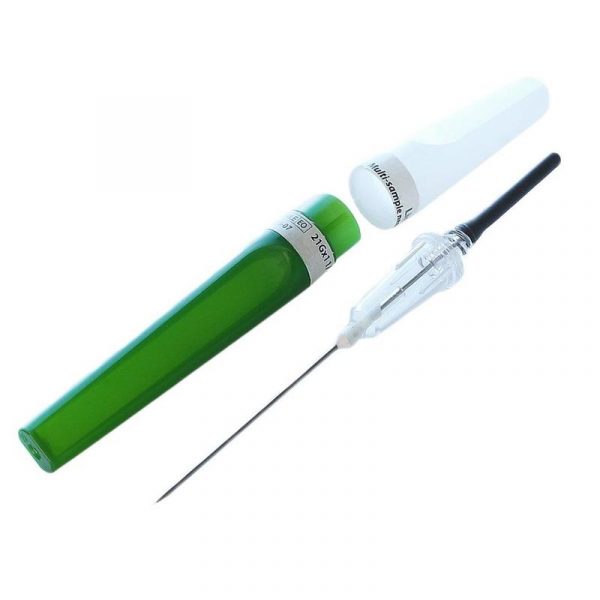 20213800 Иглы двусторонние "Acti-Fine" 21G (08*38 мм)для взятия венозной крови с камерой визуализации 100 шт/упак