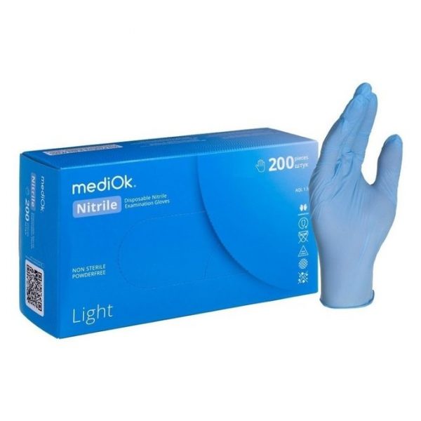 Перчатки МЕДИОК LIGHT нитрил голубые 100 пар