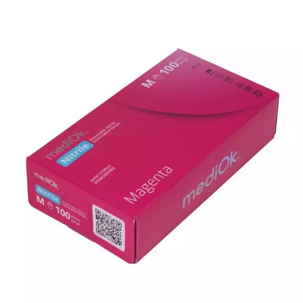 Перчатки нитрил розовый Медиок MAGENTA  50пар, 10уп/ящ.