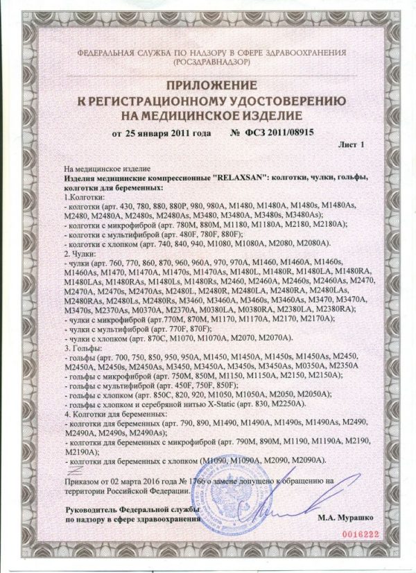 M0370A Чулки антиэмболические 1 кл. (18-23 mmHg) — изображение 2